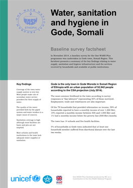 Water, Sanitation and Hygiene in Gode, Somali