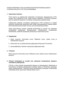 Yhteistyösopimus Työllistymistä Edistävästä Monialaisesta Yhteispalvelusta (Typ), Etelä-Pirkanmaa
