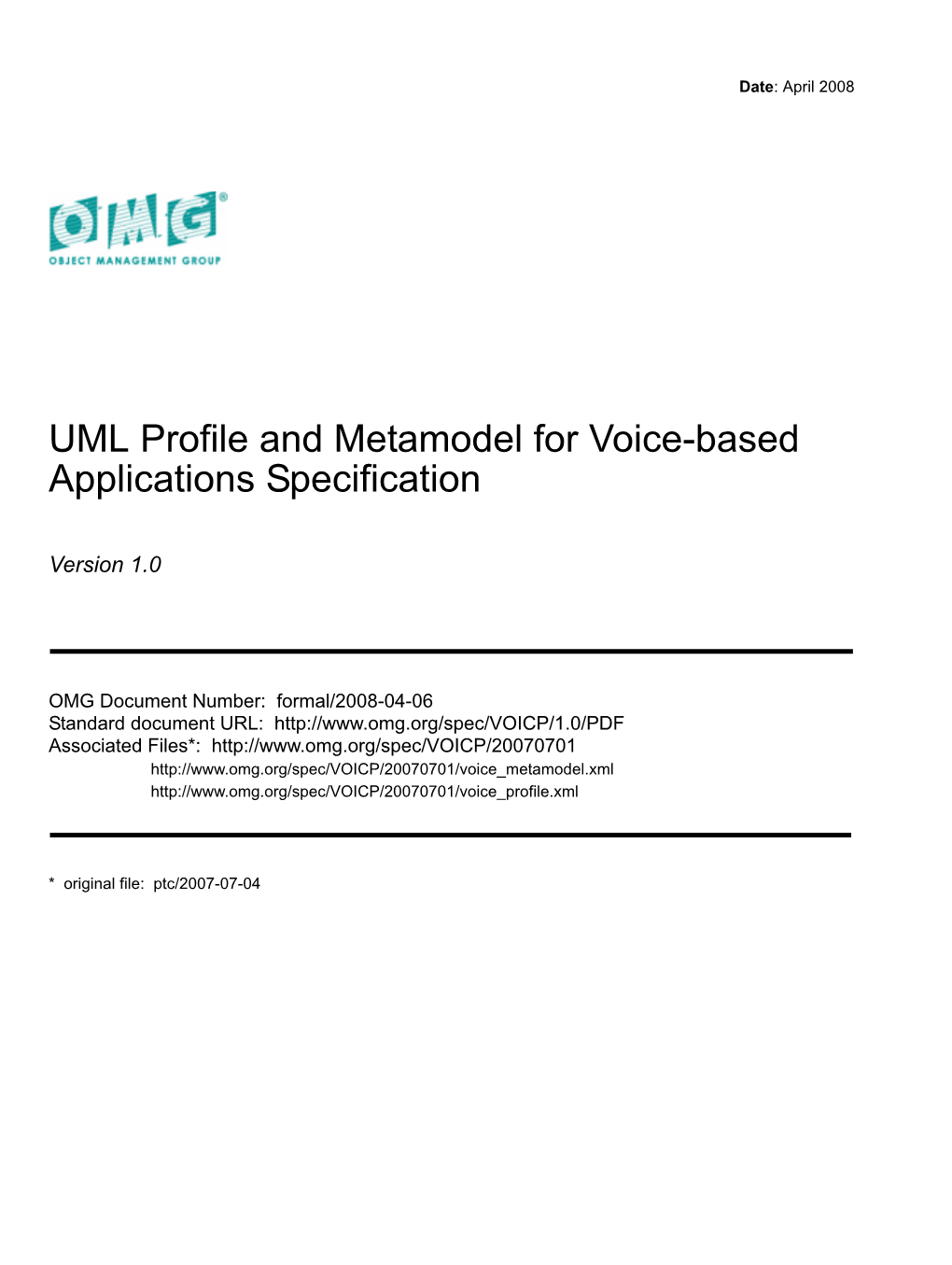 UML Profile and Metamodel for Voice-Based Applications Specification