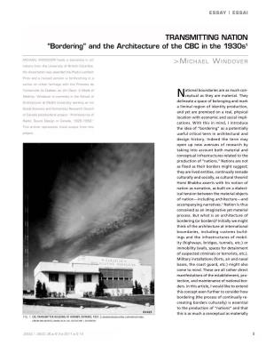 Transmitting Nation “Bordering” and the Architecture of the CBC in the 1930S1