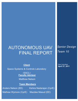 Autonomous UAV Final Report