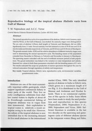 Reproductive Biology of the Tropical Abalone Haliotis Varia from Gulf of Mannar