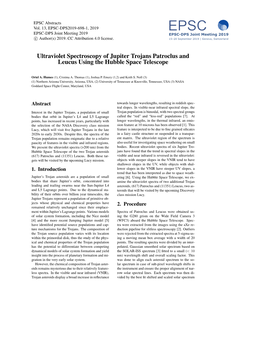 Ultraviolet Spectroscopy of Jupiter Trojans Patroclus and Leucus Using the Hubble Space Telescope