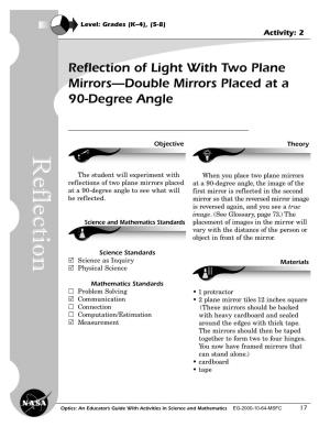 Reflection of Light with Two Plane Mirrors—Double Mirrors Placed at a 90-Degree Angle