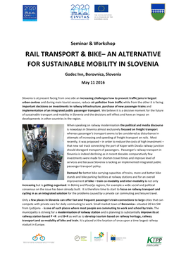 Rail Transport & Bike– an Alternative for Sustainable Mobility in Slovenia
