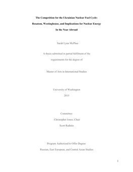 I the Competition for the Ukrainian Nuclear Fuel Cycle: Rosatom