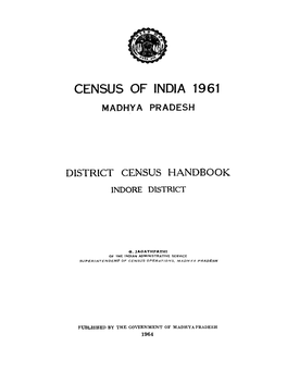 District Census Handbook, Indore, Madhya Pradesh