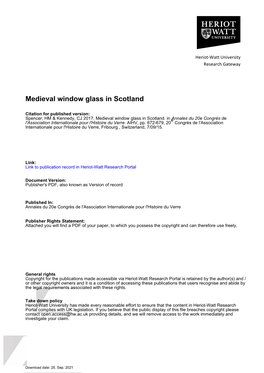 Medieval Window Glass in Scotland