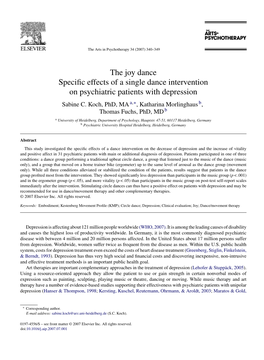The Joy Dance Specific Effects of a Single Dance Intervention On