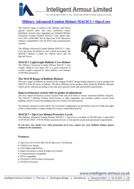 Military Advanced Combat Helmet MACH 1 + Ops-Core