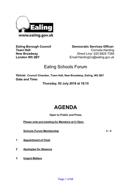 Ealing Schools Forum Membership
