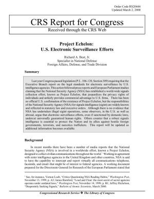 Project Echelon: U.S. Electronic Surveillance Efforts