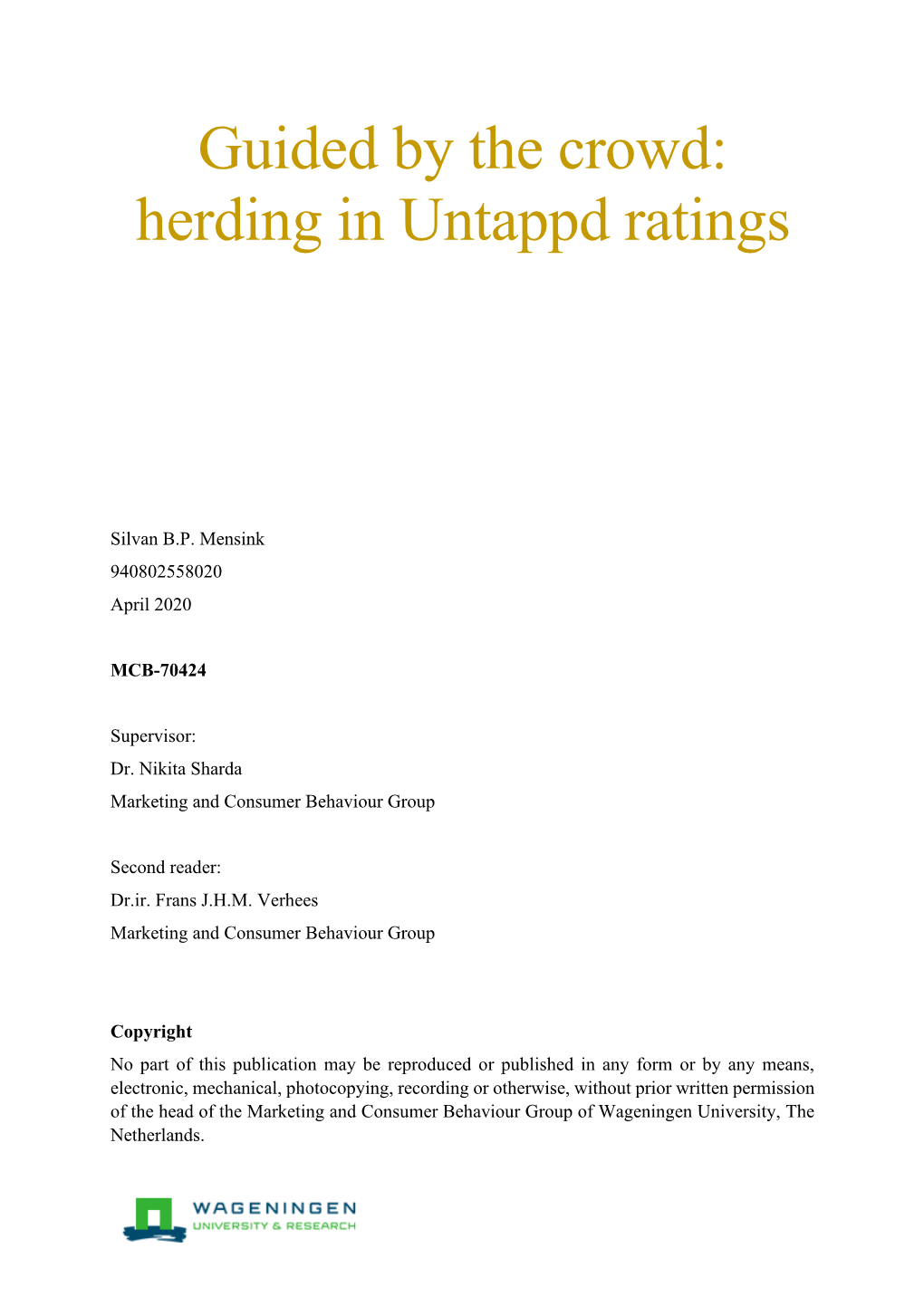 Herding in Untappd Ratings