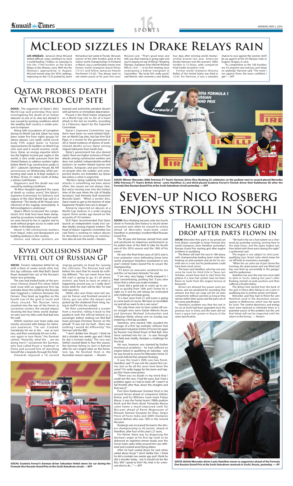 Seven-Up Nico Rosberg Enjoys Stroll in Sochi