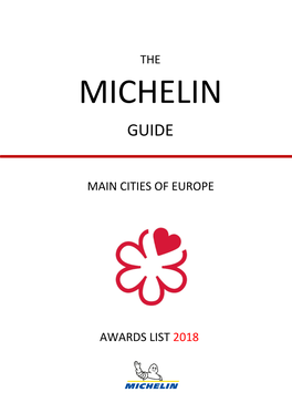The Main Cities of Europe Awards List 2018