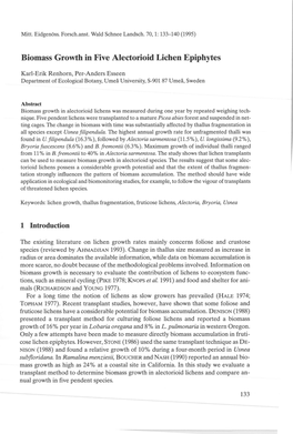 Biomass Growth in Five Alectorioid Lichen Epiphytes