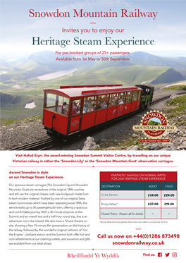 Heritage Steam Experience Snowdon Mountain Railway