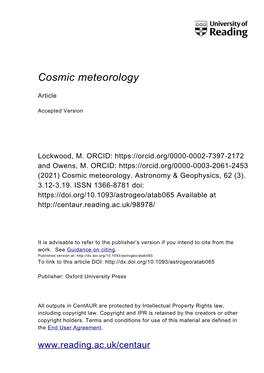 Cosmic Meteorology