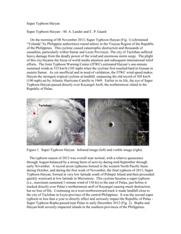 Super Typhoon Haiyan Super Typhoon Haiyan—M. A. Lander and C. P. Guard on the Morning of 08 November 2013, Super Typhoon Haiya