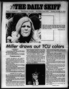 Miller Draws out TCU Colors by STEVE BUTTRY Into Account That Almost No One Here Has a Sense of Humor