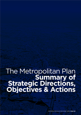 The Metropolitan Plan Summary of Strategic Directions, Objectives & Actions