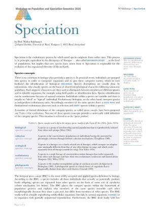 Speciation Genomics 2020 W