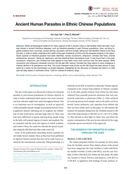 Ancient Human Parasites in Ethnic Chinese Populations