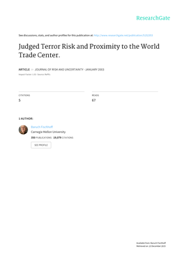Judged Terror Risk and Proximity to the World Trade Center