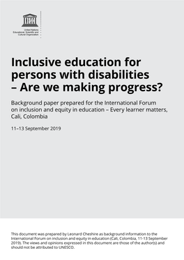 Inclusive Education for Persons with Disabilities – Are We Making Progress?