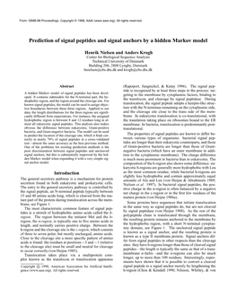 Prediction of Signal Peptides and Signal Anchors by a Hidden Markov Model