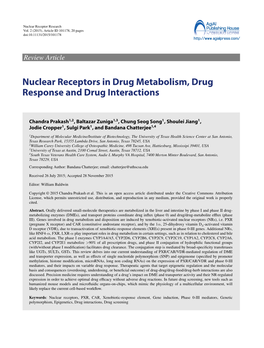 Nuclear Receptors in Drug Metabolism, Drug Response and Drug Interactions