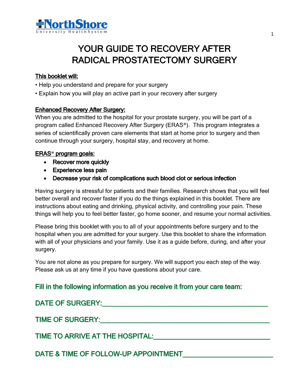 Your Guide to Recovery After Radical Prostatectomy Surgery - DocsLib