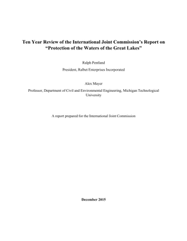 Ten Year Review of the International Joint Commission's Report On