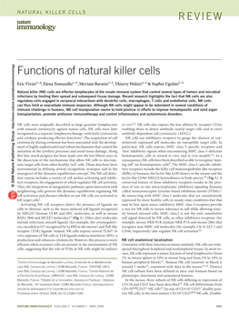 Functions of Natural Killer Cells