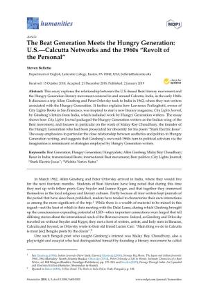 The Beat Generation Meets the Hungry Generation: US—Calcutta Networks and the 1960S “Revolt of the Personal”
