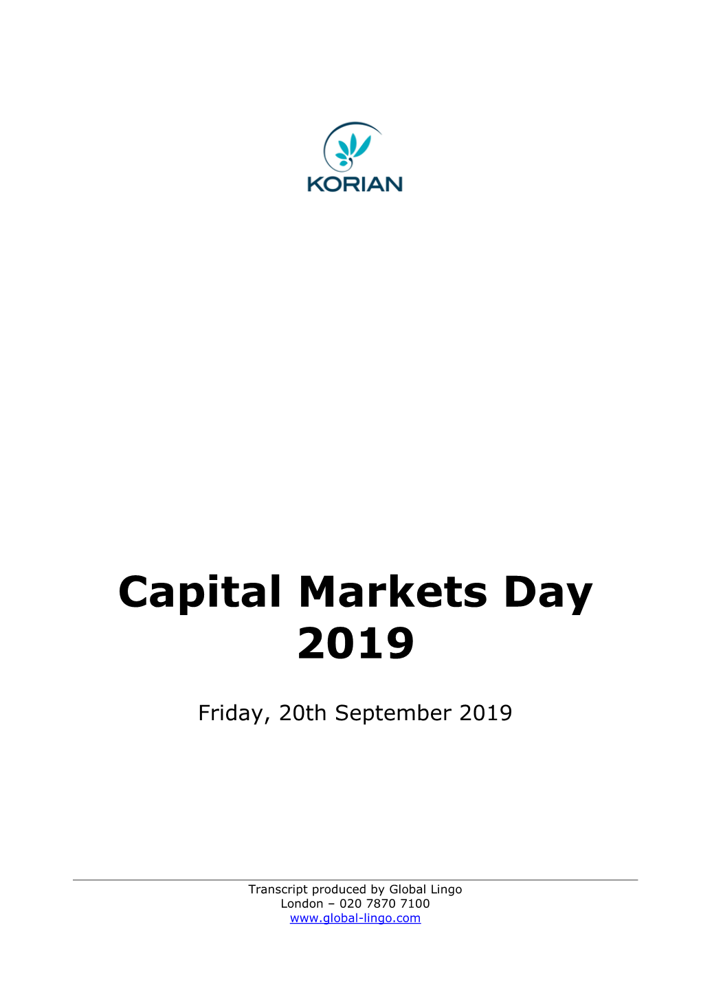 Korian Capital Markets Day 2019