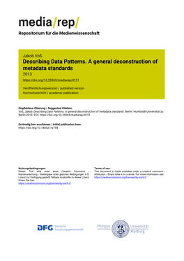Describing Data Patterns. a General Deconstruction of Metadata Standards 2013