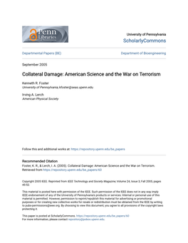 Collateral Damage: American Science and the War on Terrorism