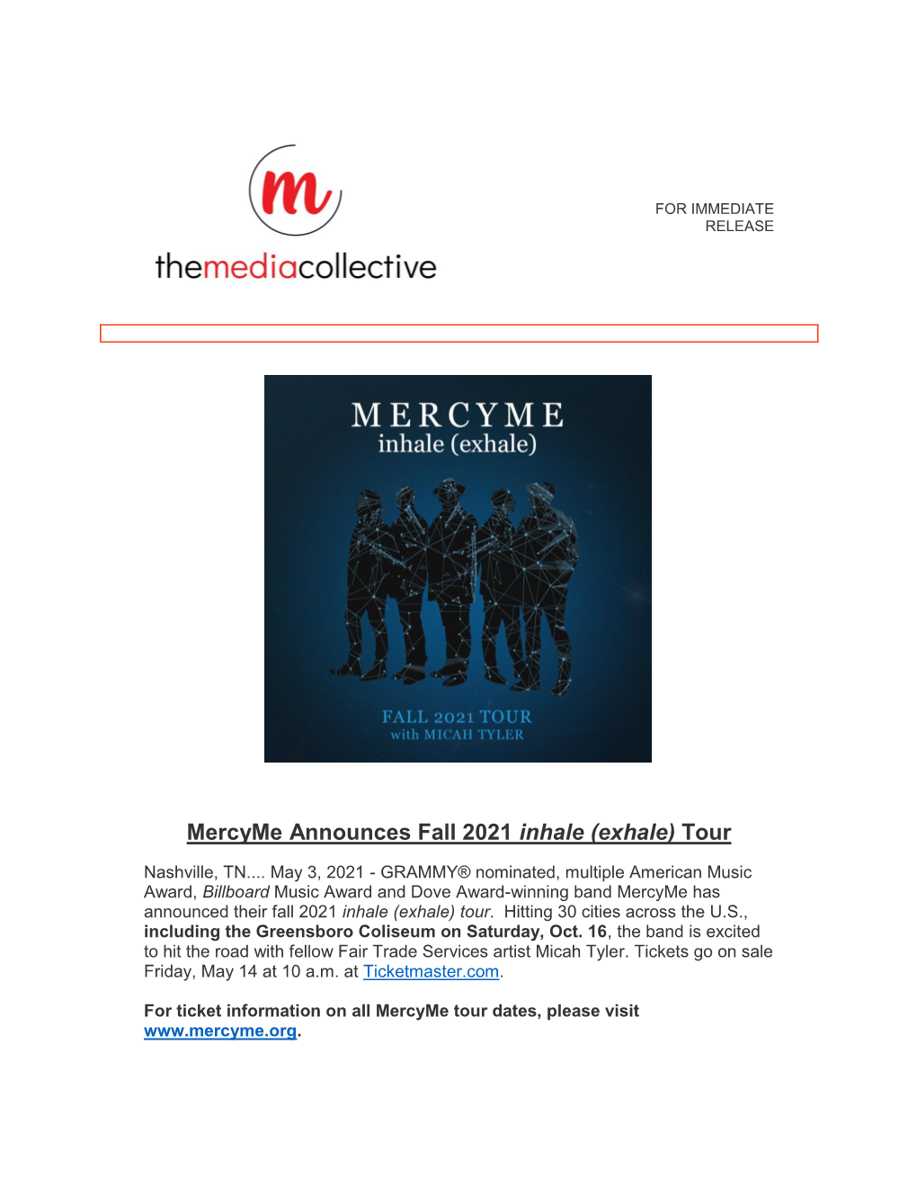 Mercyme Announces Fall 2021 Inhale (Exhale) Tour