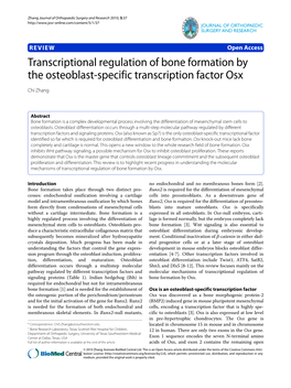 Transcriptional Regulation of Bone Formation by the Osteoblast-Specific Transcription Factor