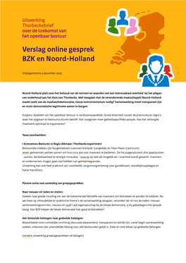 Verslag Online Gesprek BZK En Noord-Holland