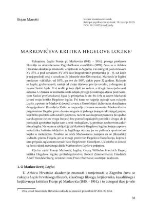 Markovićeva Kritika Hegelove Logike1