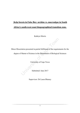 Kelp Forests in False Bay: Urchins Vs