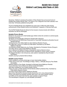 Storylines Notable Books List 2005