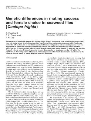 Genetic Differences in Mating Success and Female Choice in Seaweed Flies (Coelopa Frigida)