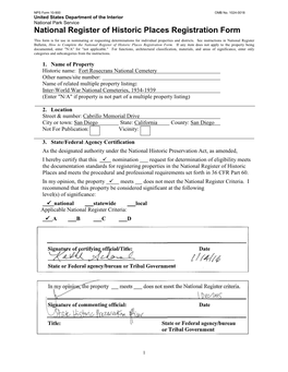 Fort Rosecrans National Cemetery NRHP Registration Form
