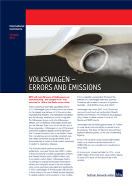 Volkswagen – Errors and Emissions