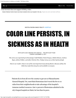 Color Line Persists, in Sickness As in Health - the Boston Globe