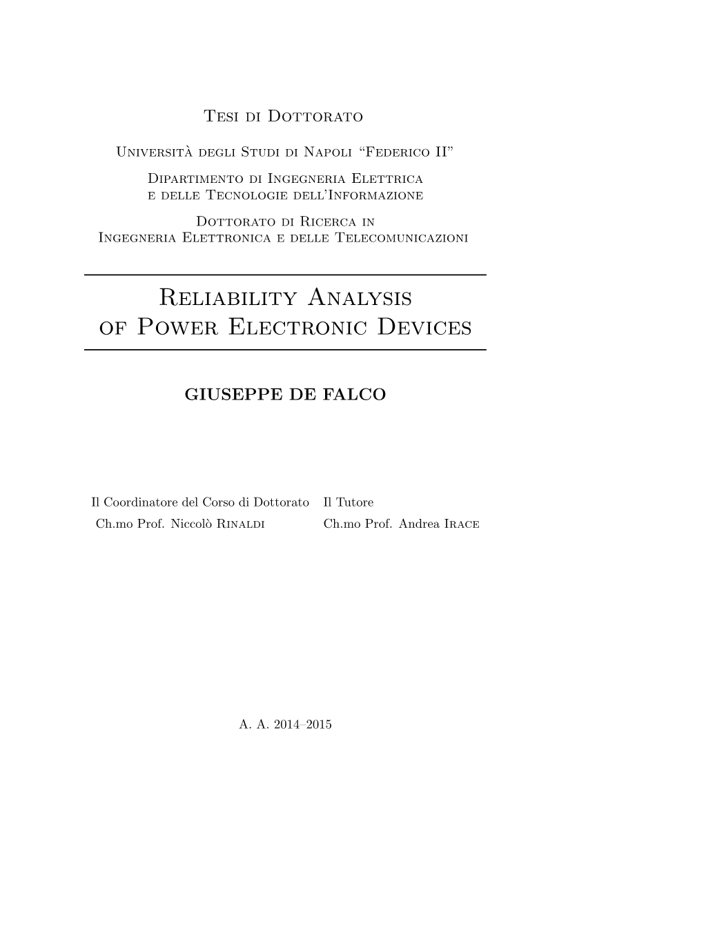 Reliability Analysis of Power Electronic Devices