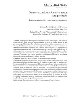Democracy in Latin America: Status and Prospects